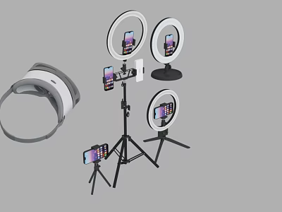 Iron Art Ring Light Phone Stands with Tripod and VR Headset Gear 3d model