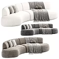 Modern Design Casual Sofa Set In Various Colors With Patterned Pillows And Textured Blankets 3d model