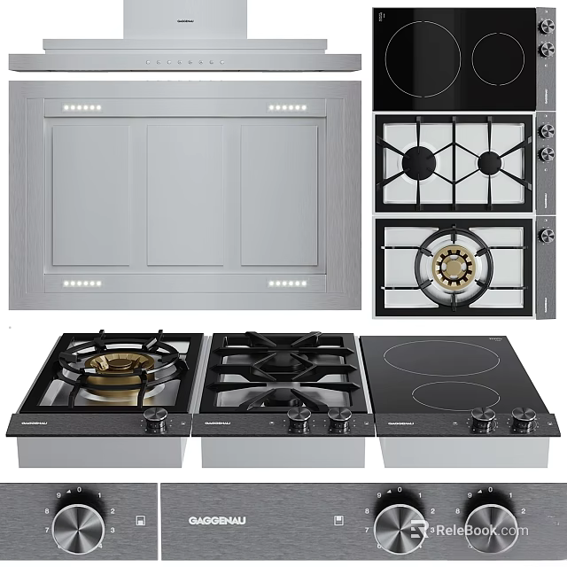 Modern Kitchen Cooktops And Gas Stoves With Various Styles And Features 3d model 