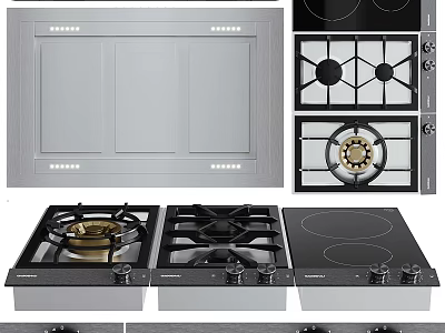 Modern Kitchen Cooktops And Gas Stoves With Various Styles And Features 3d model