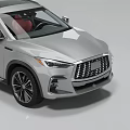 Silver Modern SUV With Red Leather Seats Sleek Exterior Front Grille And Alloy Wheels