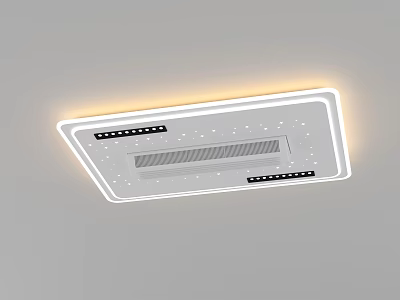 Modern Square Flush Mount Ceiling Light With LED Ambient Glow And Small Light Dots 3d model