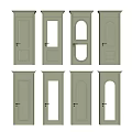Light Beige Hinged Doors With Various Designs Including Glass Panels And Frames 3d model