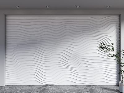 Corrugated background wall special-shaped wave background wall sofa background water ripple background wall curve living room background wall 3d model