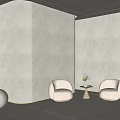 Minimalist Wall Paneling In Modern Cozy Space With Lighting 3d model