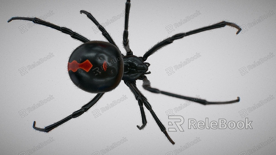 Black spider with binding crawling animation model