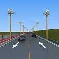 Well Designed Road Infrastructure With Ornamental Street Lamps Two Way Lanes And Green Slopes
