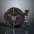 Circular Metal Vault Door With Star Shaped Lock Rivets And Hinges 3d model