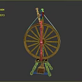 Two Bird Statues Perched On Wooden Spinning Wheel Classic Design
