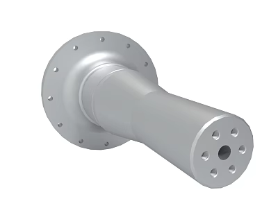 Silver Metal Mechanical Component Featuring Flange And Cylindrical Holed End 3d model
