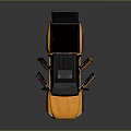 Yellow Modern Pickup Truck With Open Doors Black Roof And Off Road Design