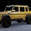 Yellow Off Road Car With Six Wheels Black Roof Rack And Red Brake Calipers