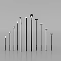 Black Outdoor Lamp Posts With Multiple Different Designs And Various Heights 3d model