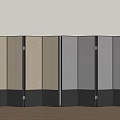 Foldable Modern Room Divider With Beige Gray Black Fabric Panels 3d model