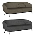 Brown and Gray Two Seater Sofa with Soft Cushions Round Bolster and Metal Legs Modern Design