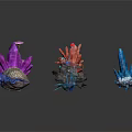Colorful Plants Featuring Crystal And Shell Like Structures With Vibrant Flowers