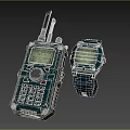 Rugged Blue Green Walkie Talkie And Smartwatch With Digital Screens For Daily Use