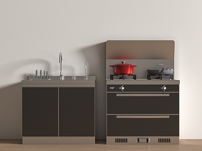 Integrated stove kitchenware 3d model