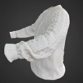 White Cable Knit Sweater with Crew Neck Design Soft Warm Winter Wear