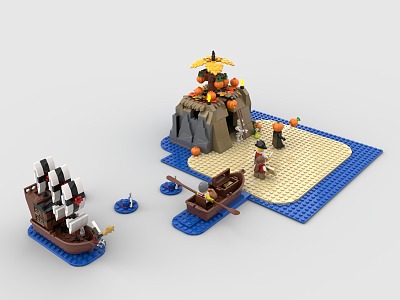 LEGO toy blocks island pirate sailing treasure 3d model