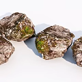 Natural Stone and Wood Decorative Items with Mossy Surfaces and Earthy Appeal