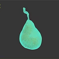 Fresh Yellowish Green Pear With Brown Stem On Dark Background Showing Reflection