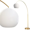 Modern Elegant Floor Lamp With Golden Arc Stand And White Spherical Shade