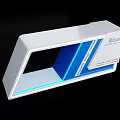 Modern White Reception Desk With Blue Panel And LED Lighting Design 3d model
