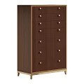 Elegant Dark Brown Entryway Cabinet Sideboard With Vertical Striped Design Gold Handles And Gold Legs