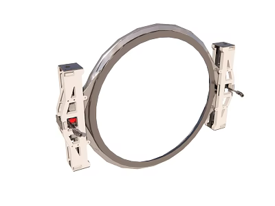 Circular Metal Ring Fixture With White Mounting Brackets And Secure Support Structure 3d model