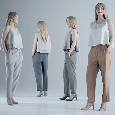 modern woman standing lady figure 3d model