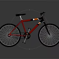 Red Bicycle With Black Seat Handlebar White Wheel Spokes And Orange White Frame Stripes