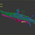 Blue And Red Warship Model 3D Rendering 3d model