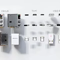 Mobile Digital USB Type C LAN USB 2.0 Connectors Ports And Modules 3d model