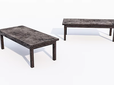 Two Rustic Wooden Footstools With Solid Wood Legs And Textured Surfaces 3d model