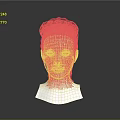 Game and Movie Character 3D Head Model with Red and Black Stylish Hairstyle