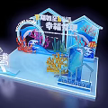 Photo Check In Spot With Blue House Shaped Design Coral Aquatic Plants And Illuminated Decorations