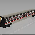 Modern Silver Gray Train Carriage With Red Stripe And Multiple Windows 3d model