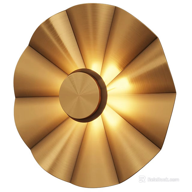 Modern Golden Petal Design Wall Lamp With Warm Glowing Light And Radial Shape 3d model 