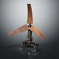 Industrial Mechanical Equipment With Three Copper Colored Blades And Sturdy Metal Stand