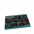 Functional Desk With Teal And Black Control Panel Featuring Buttons Gauges Knobs And Indicators 3d model
