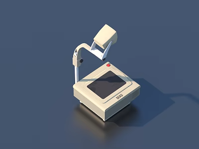 White and Gray Medical Device with Mechanical Arm and Display Screen on Smooth Surface 3d model