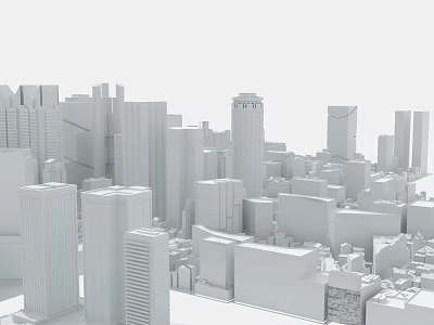 Modern Urban City Buildings 3D Model With High Rise Skyscrapers And Structures 3d model