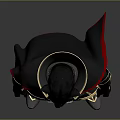 Mythical Wolf Headed Character Wearing Black Red Outfit With Golden Armor And Cloak