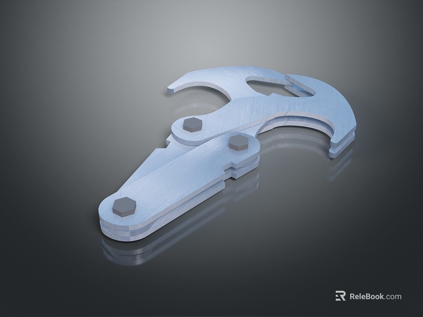 Modern Lighting Combination With Silver Metal Hook Fixture And Bolt Fasteners 3d model 