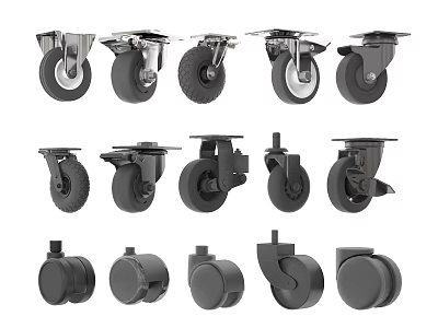 Various Caster Wheels Collection With Different Designs Sizes And Swivel Features 3d model