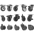 Various Caster Wheels Collection With Different Designs Sizes And Swivel Features 3d model