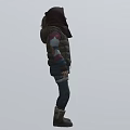 Game Movie Character Wearing Striped Hoodie Puffer Vest And Scarf With Jeans Boots