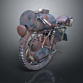Rusted Vintage Motorcycle With Weathered Metal Frame And Classic Engine Design