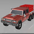 Red Fire Truck Model With Open Rear Bed And Equipment On Reflective Surface 3d model